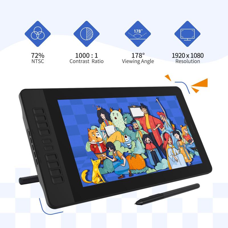 Tablet de desenho GAOMON PD1561 com tela e suporte de 15,6